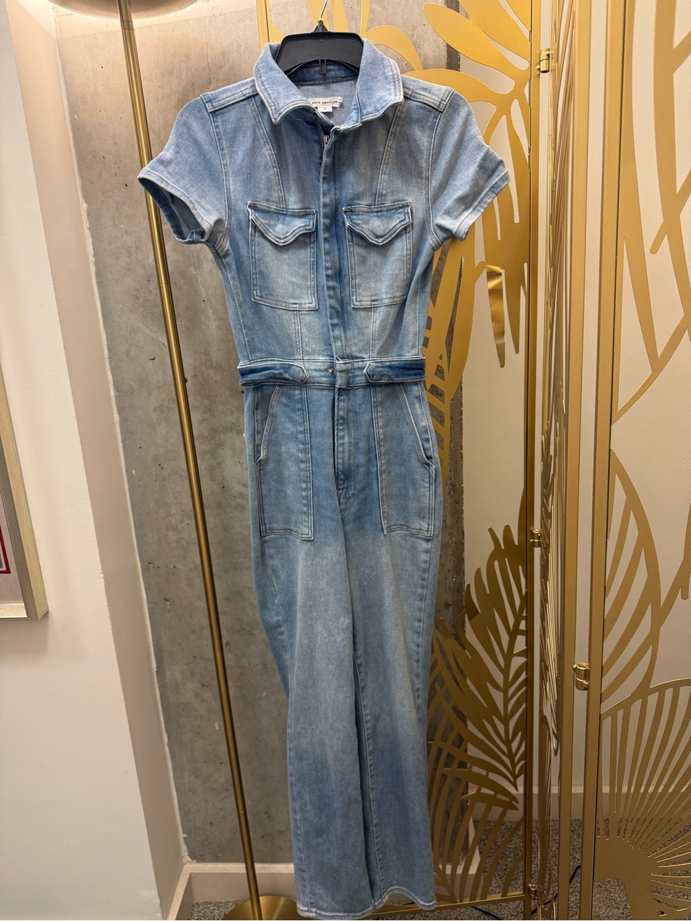 Good American Light Blue Denim Jacket Romper